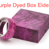 A purple dyed box elder ring with a metal band.