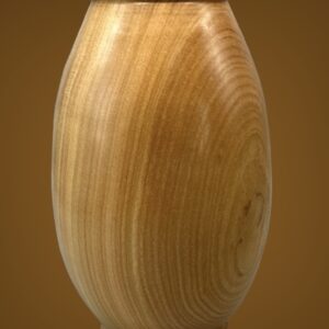 A wooden vase with a brown background